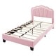 preview thumbnail 16 of 16, Twin Size Upholstered Flower-Shape Bed with LED Light Strip, Sherpa Fabric Platform Bed with Wooden Slats Support, White