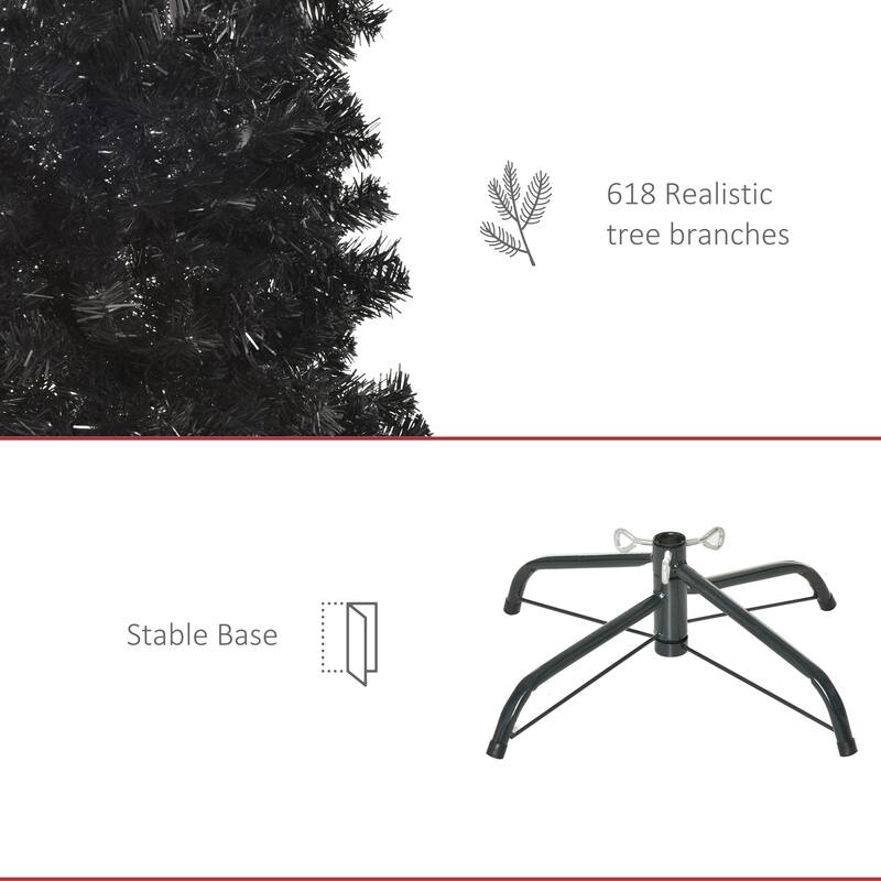 7ft Skinny Artificial Christmas Tree with Flame Retardant Branches & 818 Tips for Compact Decor