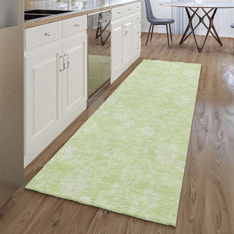 Premium Washable Super Soft Floral Garden Mayfield Rug - Aloe - 2' 3" x 7' 6" - Runner