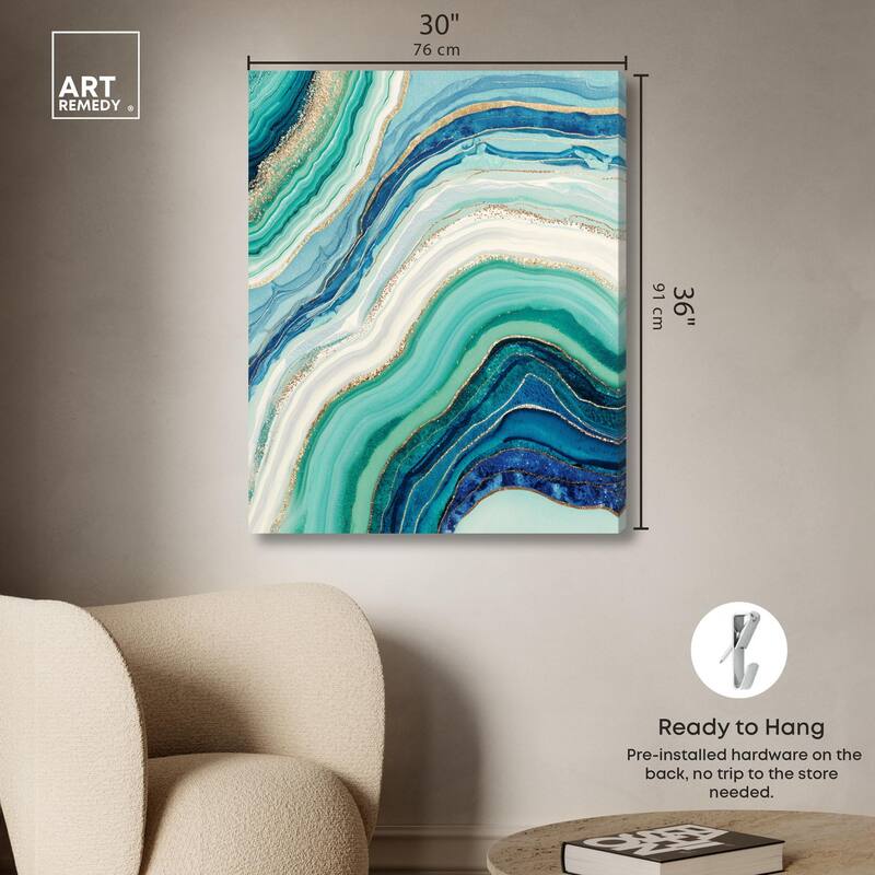 Blue Green Abstract Agate I Canvas by Art Remedy, Gallery Wrapped