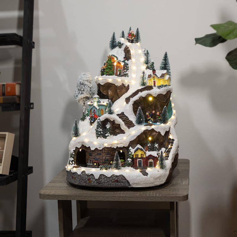 Alpine Corporation Christmas Winter Wonderland Set with LED Lights and Music