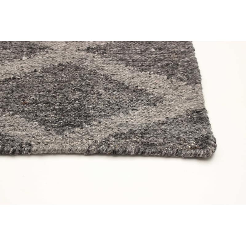 ECARPETGALLERY Flat-Weave Ankara FW Dark Grey Wool Kilim - 5'6 x 7'9