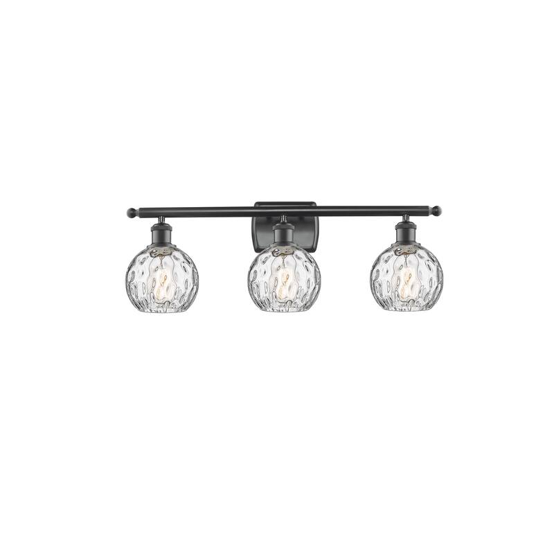 Innovations Lighting Athens Water Glass 3 Light 26" Bath Vanity Light - 6" Shade - Matte Black