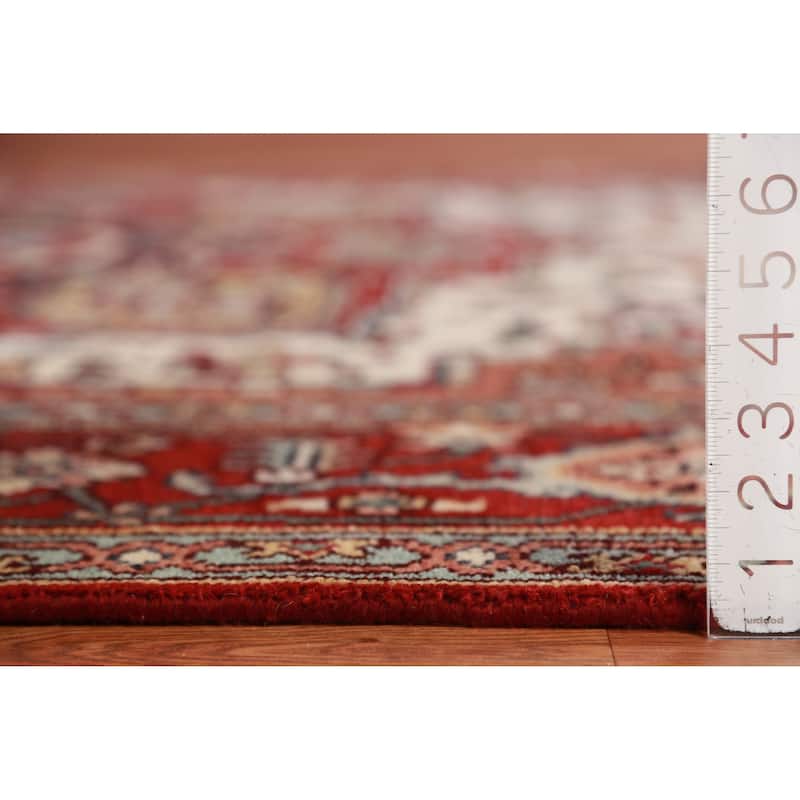 Hand Knotted Oriental 100% Wool Carpet Traditional Medallion Beige & Ivories Heriz (serapi) Area Rug - 10' 0'' X 7' 11''