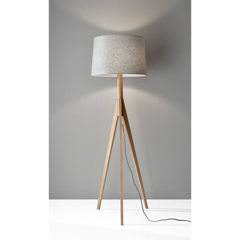 Adesso Natural Ash or Walnut Eden Floor Lamp