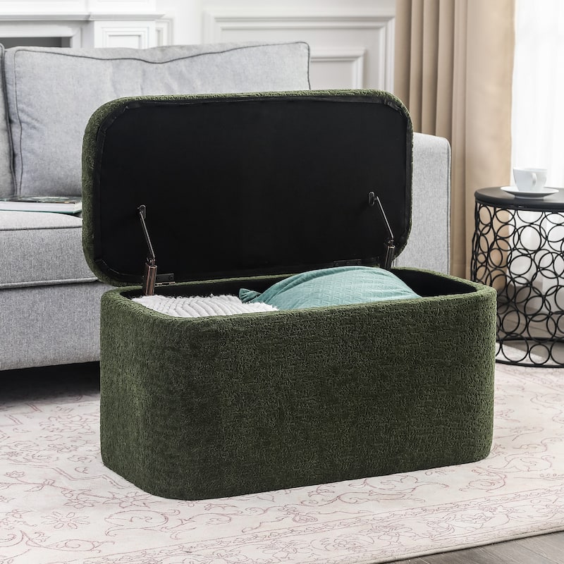 Adeco Storage Ottoman Bench, 31" Storage Bench for Bedroom Living Room