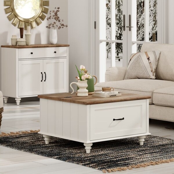 Farmhouse Coffee Table with Storage & Lift Top, Square