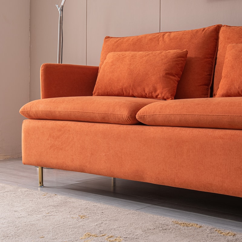 63.8"W Cotton Linen Loveseat Sofa Couch with Pillows