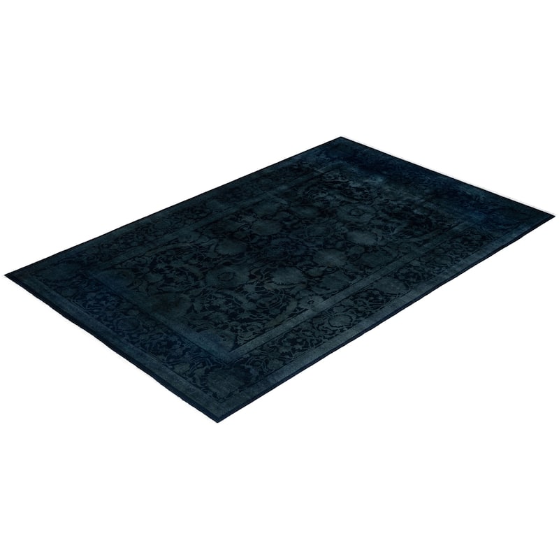 Fine Vibrance One-of-a-Kind Hand-Knotted Area Rug - Black, 6' 0" x 9' 2" - 6' 0" x 9' 2"