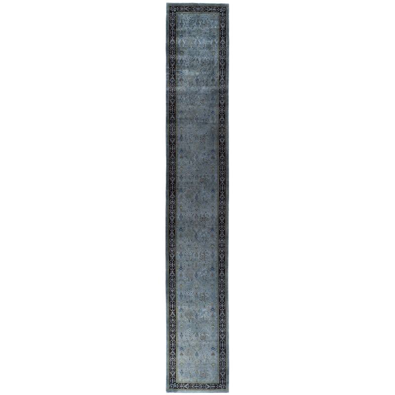 Overdyed One-of-a-Kind Hand-Knotted Area Rug - Black - 2' 6" x 16' 4"