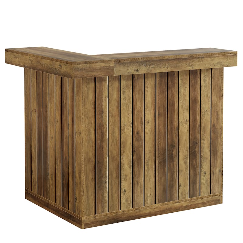 Industrial L-Shaped Corner Home Bar Cabinet with Wine Glass Racks