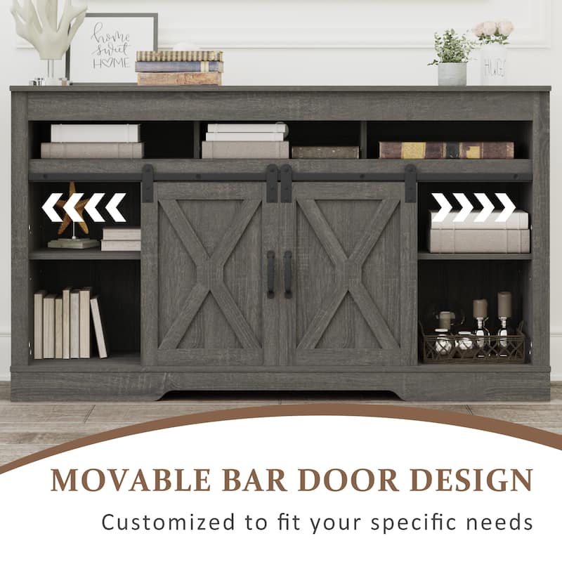 Farmhouse TV Stand for 65 inch TV with Sliding Barn Doors