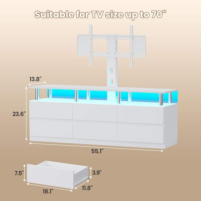 LED TV Stand with Mount Power Outlet TV Mount for 32 to 75 in TVs Drawers