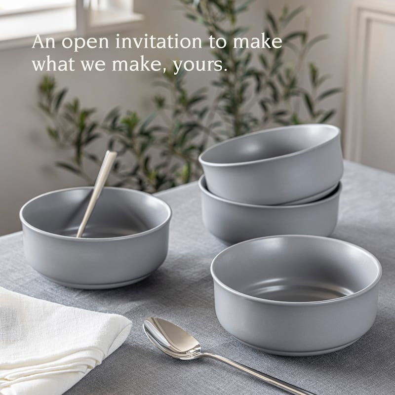 over&back Rimmed 26oz Semi-Matte Stoneware Cereal Bowls
