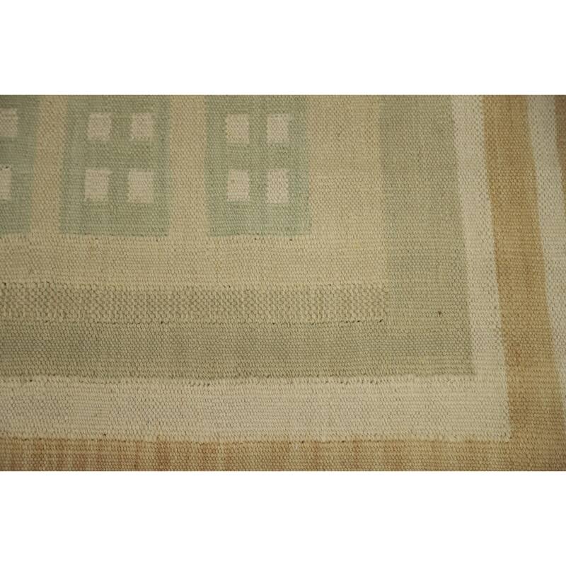 Hand Woven Oriental 100% Wool Carpet Southwestern Modern Beige & Ivories Kilim Area Rug - 5' 8'' X 4' 2''