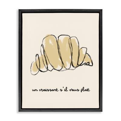 Stupell Modern French Phrase Croissant Framed Floater Canvas Wall Art Design By Lil' Rue