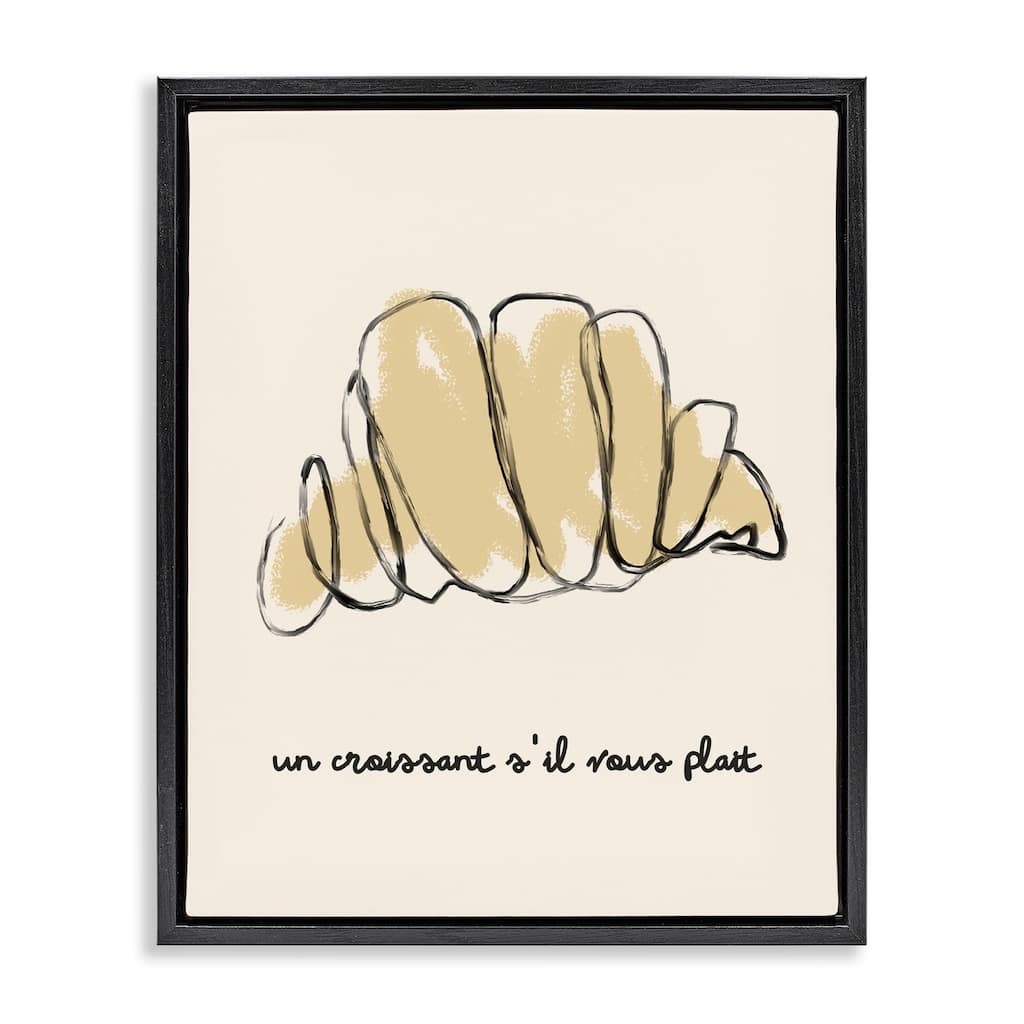 Stupell Modern French Phrase Croissant Framed Floater Canvas Wall Art Design By Lil' Rue
