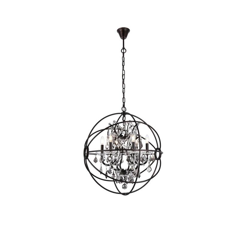 Royce Edge 6 light Dark Bronze Chandelier - dark bronze royal cut silver shade (grey) crystals