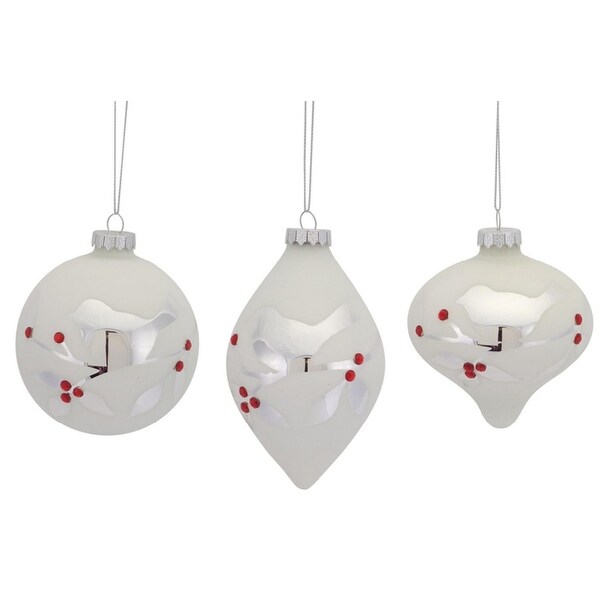 4" Country Cabin Etched Bird with Jewel Accents Decorative Glass Ball Christmas Ornament