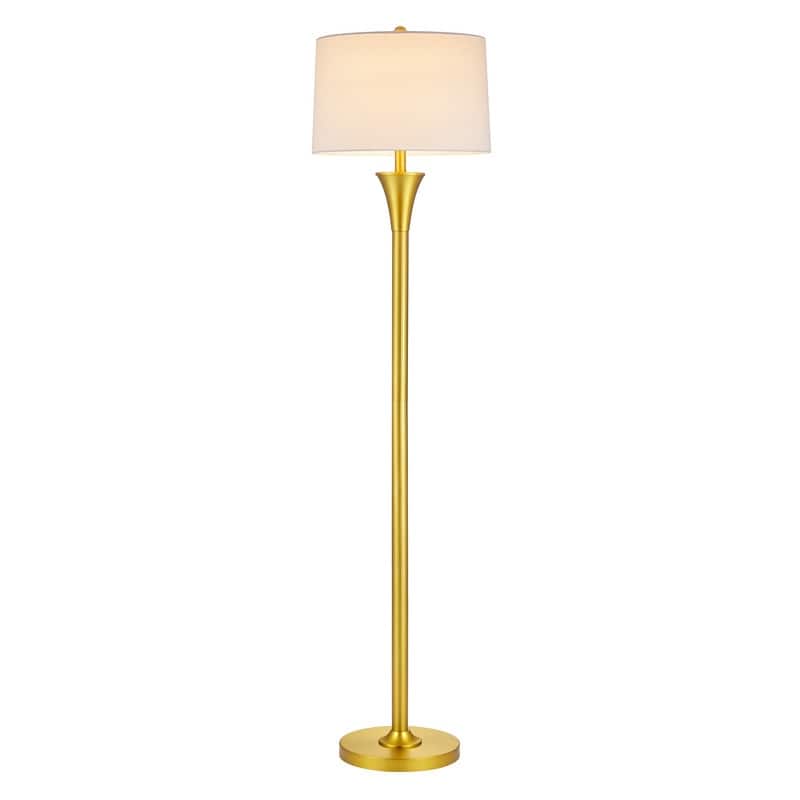 KAWOTI 66" Traditional Floor Lamp with White Linen Drum Shade - Gold