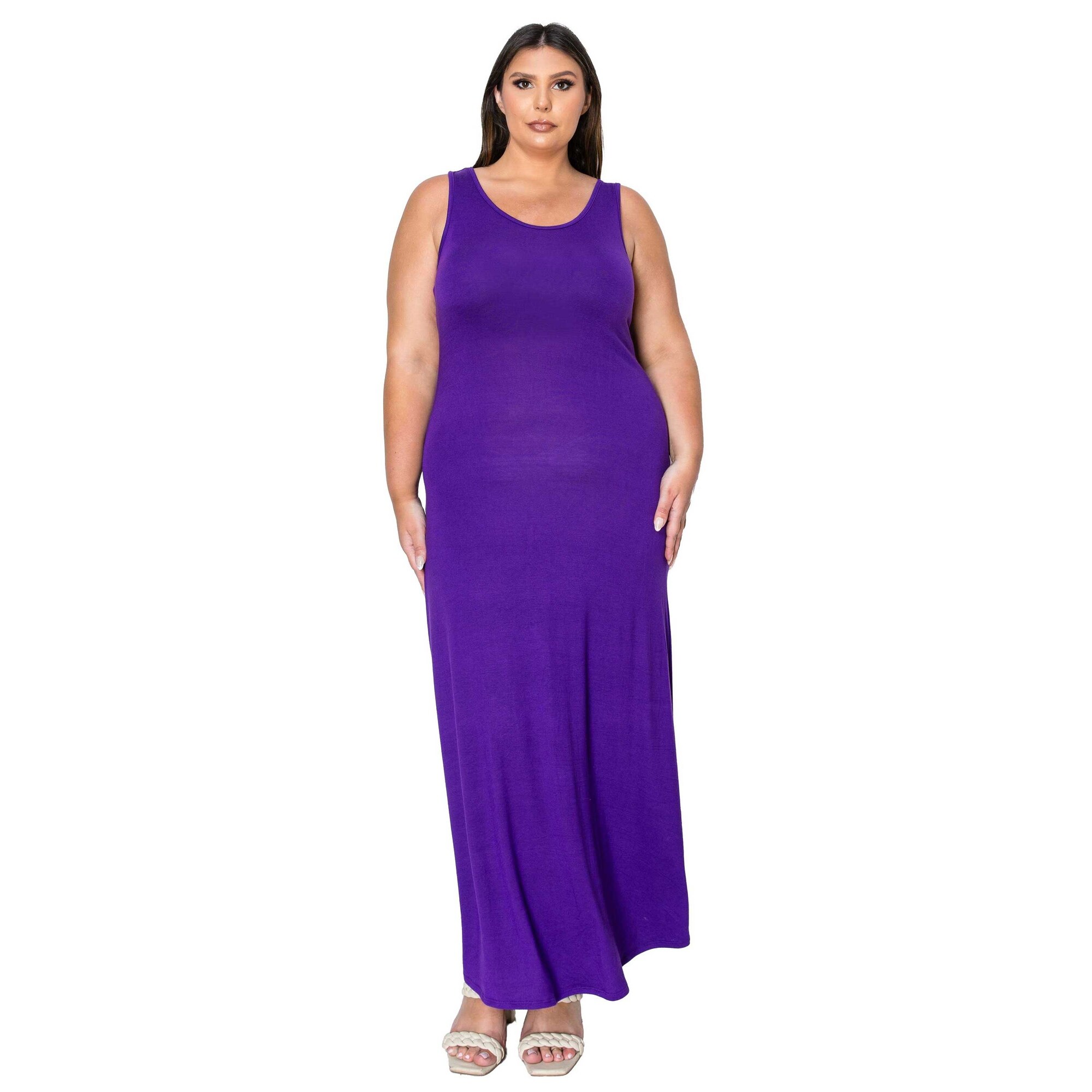 maxi tank dress plus size Vikki Vi Classic Black Maxi Tank Dress 4X