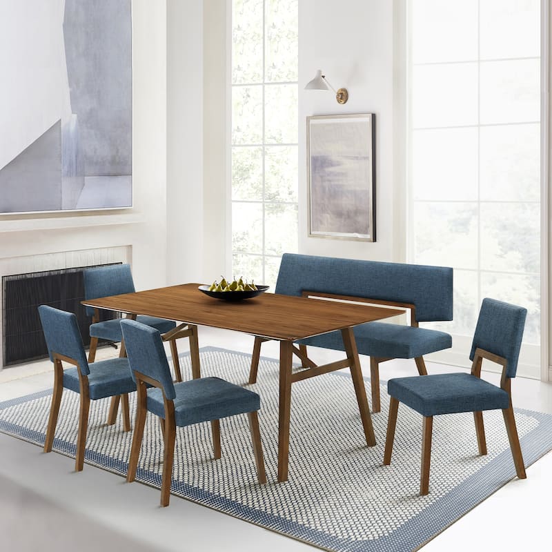 Channell Mid-Century Modern Upholstered Wood Dining Chairs - Set of 2