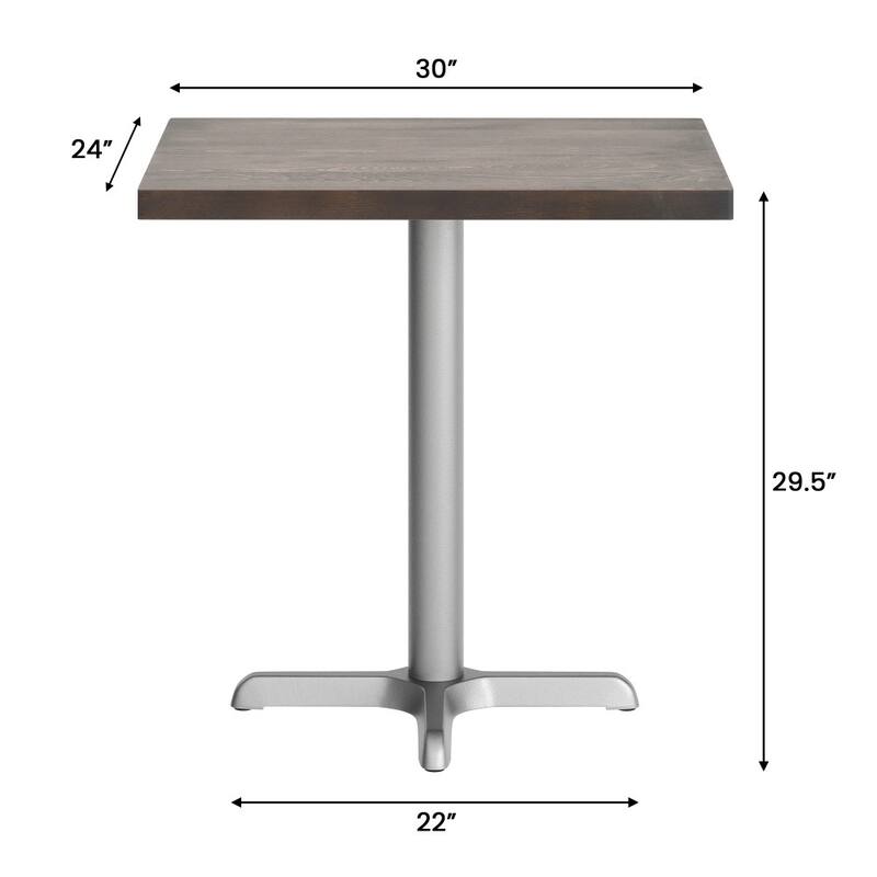 Rectangular Solid Wood Commercial Tabletop with 22" x 22" Dining Height X-Base