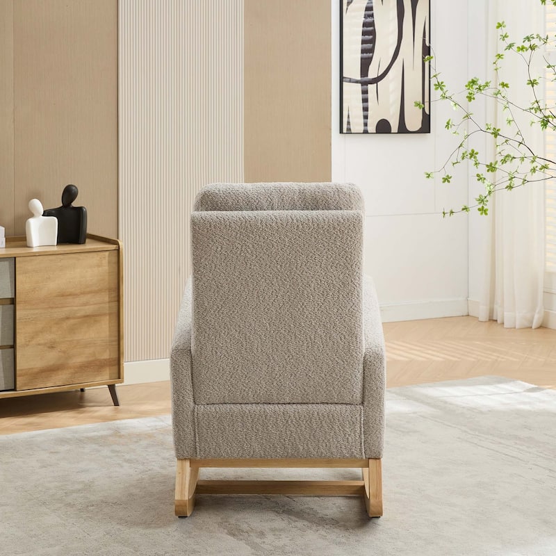 25.4"W High Back Rocking Chair with Retractable Footrest