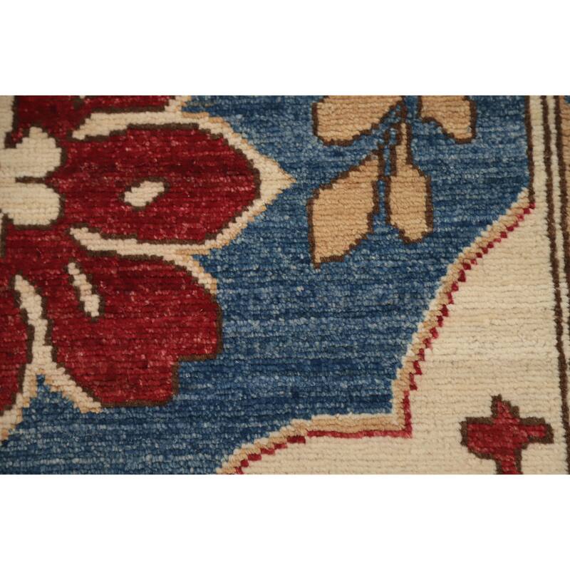 Hand Knotted Oriental 100% Wool Carpet Transitional Floral Navy Blue & Blues Oushak Area Rug - 10' 8'' X 8' 5''