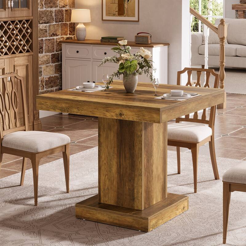 Rustic Suqare Kitchen Dining Table for 4, Dinner Table For Small Spaces, Dining Room - 31.5" L x 31.5" W x 29.53" H