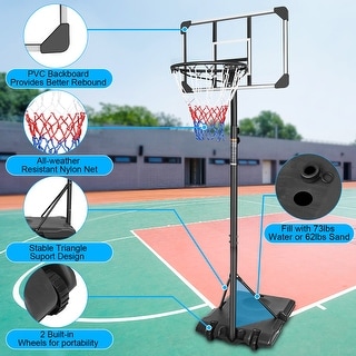 28 Inch Backboard Youth Portable Basketball Hoop System with Stabilising Base and Wheels