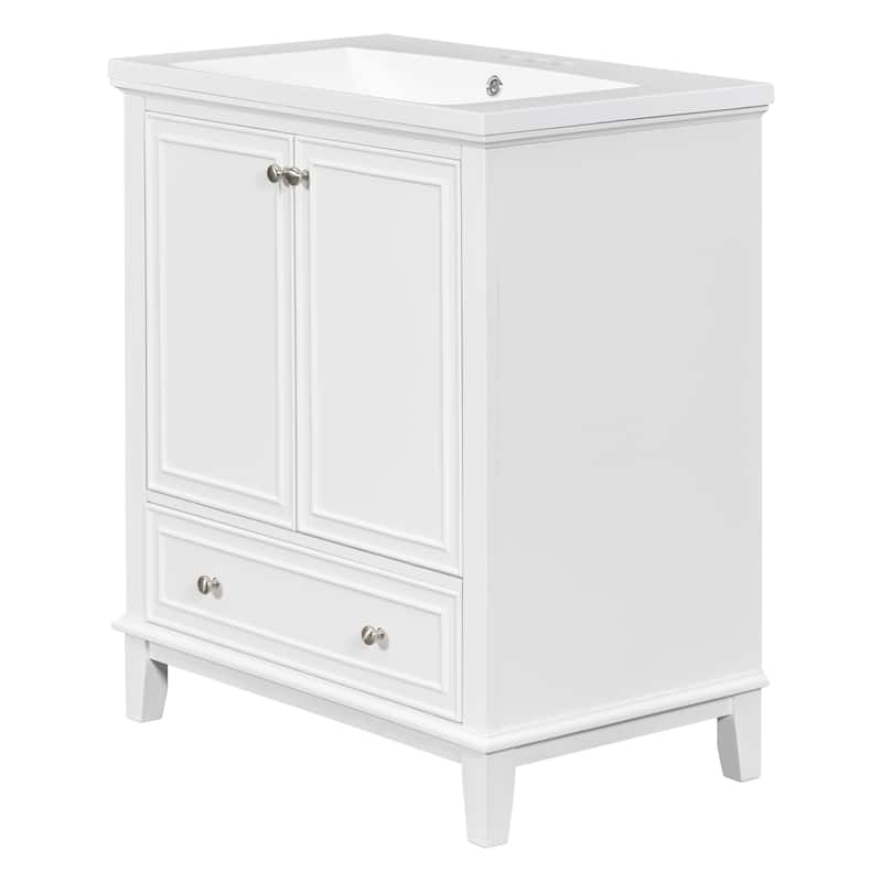 GDFStudio - Emerson 30-Inch Freestanding Bathroom Vanity with Ceramic Sink, Multi-functional Cabinet and Drawer