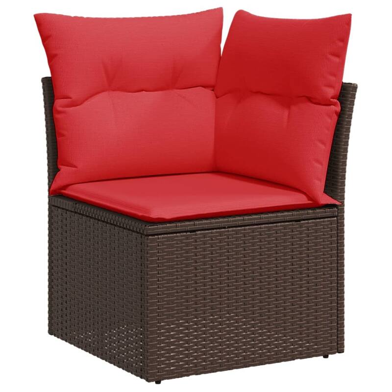 vidaXL 4 Piece Patio Sofa Set with Cushions Grey Poly Rattan - 21.7" x 24.4" x 27.2"