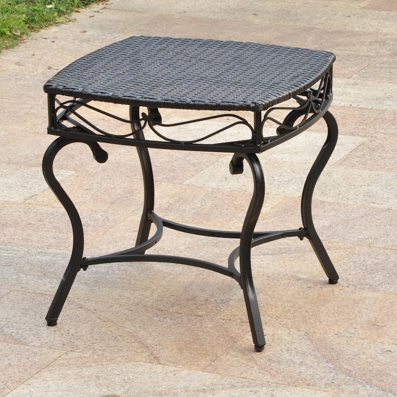 Valencia Resin Wicker Outdoor Side Table - Black Antique