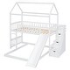 preview thumbnail 36 of 38, House Bunk Bed with Slide and Stair, Wooden Twin Over Twin Bunk Platform Bed with 2 Storage Drawers and Roof for Kids