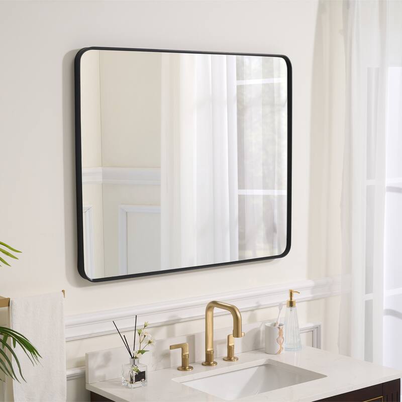 Modern Bathroom Rectangular Wall Mounted Anodized Aluminum Framed Vanity Mirror