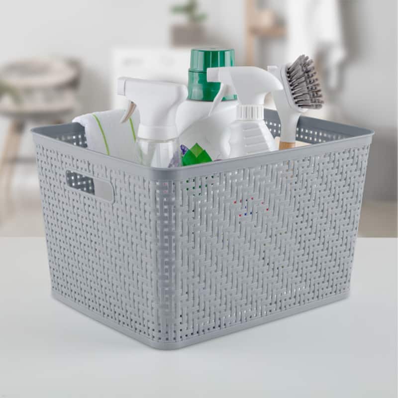Sterilite 14"Lx8"H Woven Rectangular Tall Basket for Home Organization (18 Pack) - 18 Pack