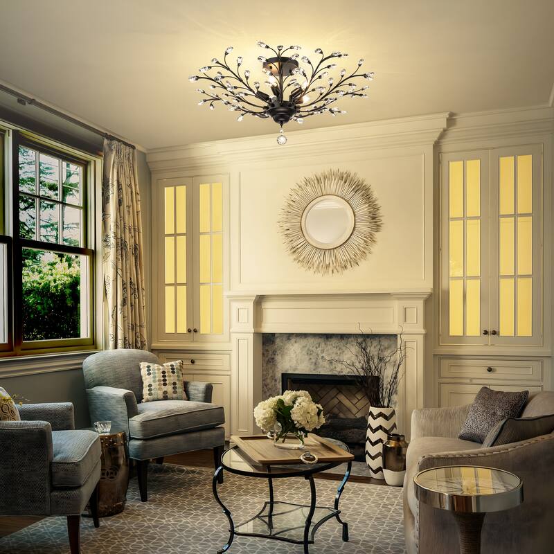 Starsky 5-Light Vintage Crystal Branch Semi-Flush Mount