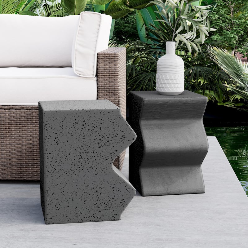 COSIEST Outdoor Concrete Side Tables (Set of 2)