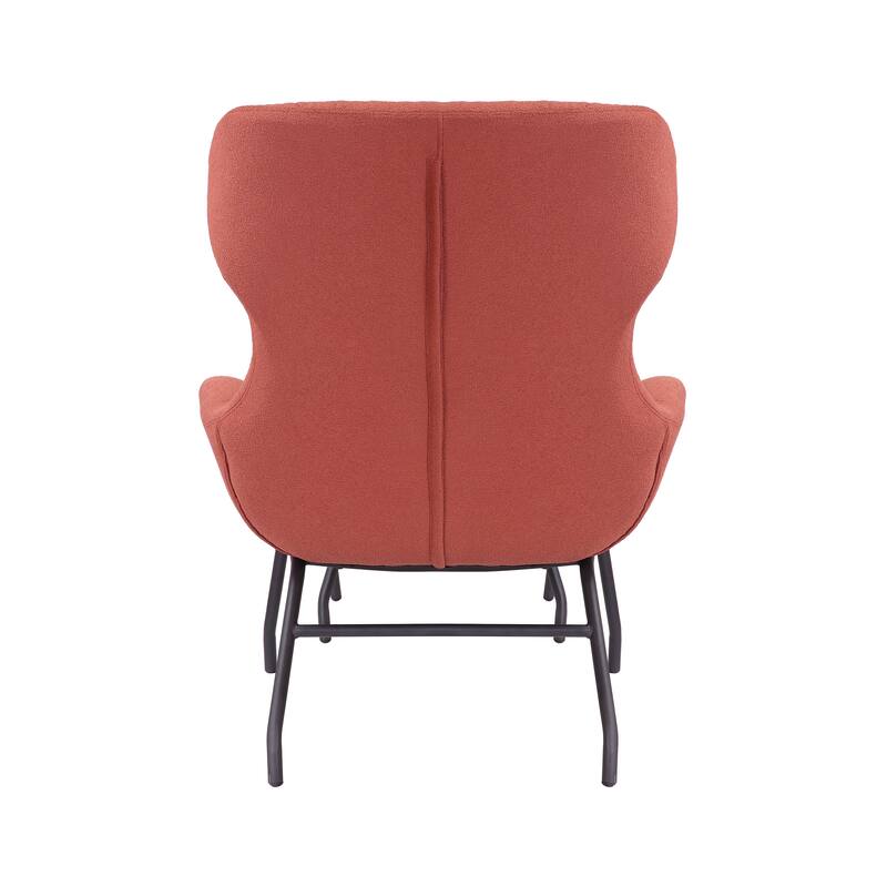 Porthos Home Autry Fabric Wingback Accent Chair and Ottoman Set with Steel Legs