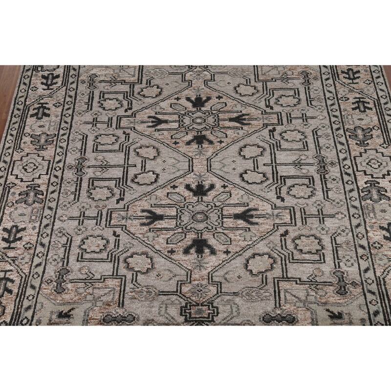 Heriz Serapi Indian Area Rug Hand-Knotted Traditional Wool Carpet - 8'0" x 9'10"