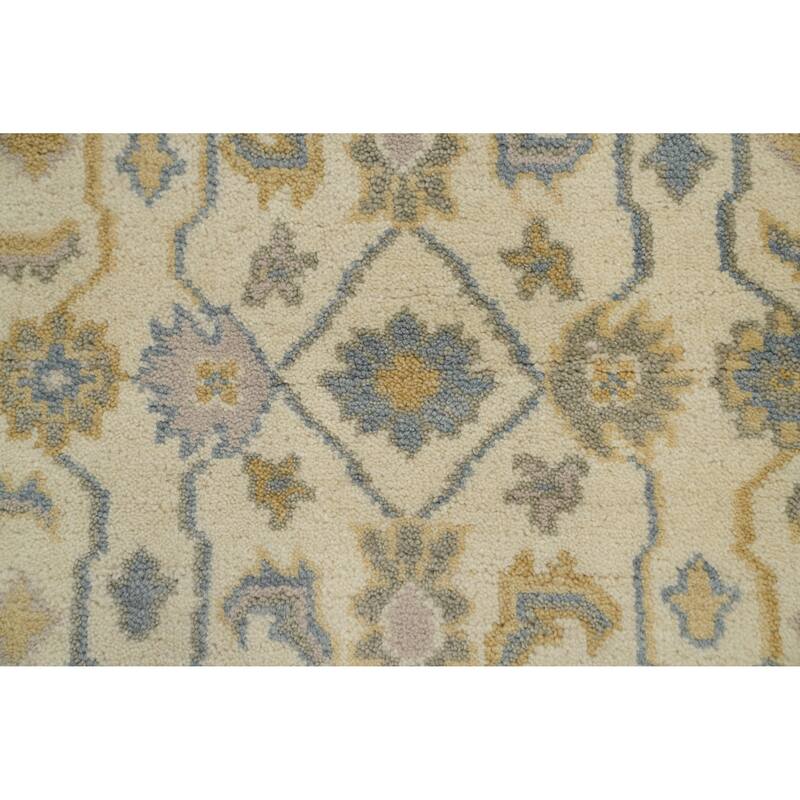 Handmade Floral Oushak Indian Accent Rug, Transitional Wool Carpet - 4' 11'' X 3' 0''