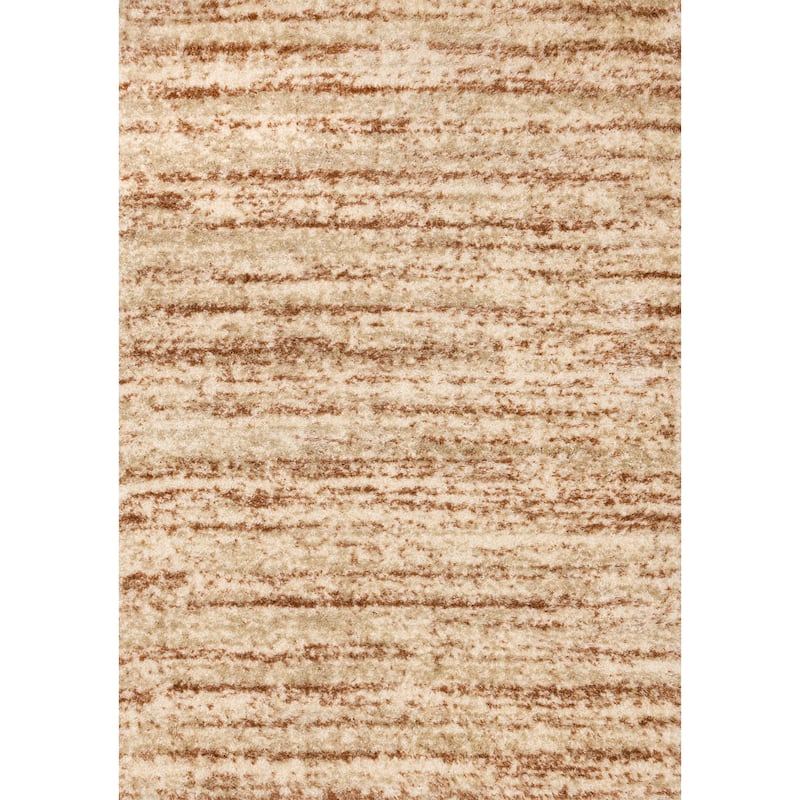 Orange Cream Taupe Distressed Striped Rug
