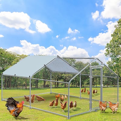 Large Metal Chicken Coop Walk-in Poultry Cage Hen Run Rabbits Cage with Waterproof for Back Yard