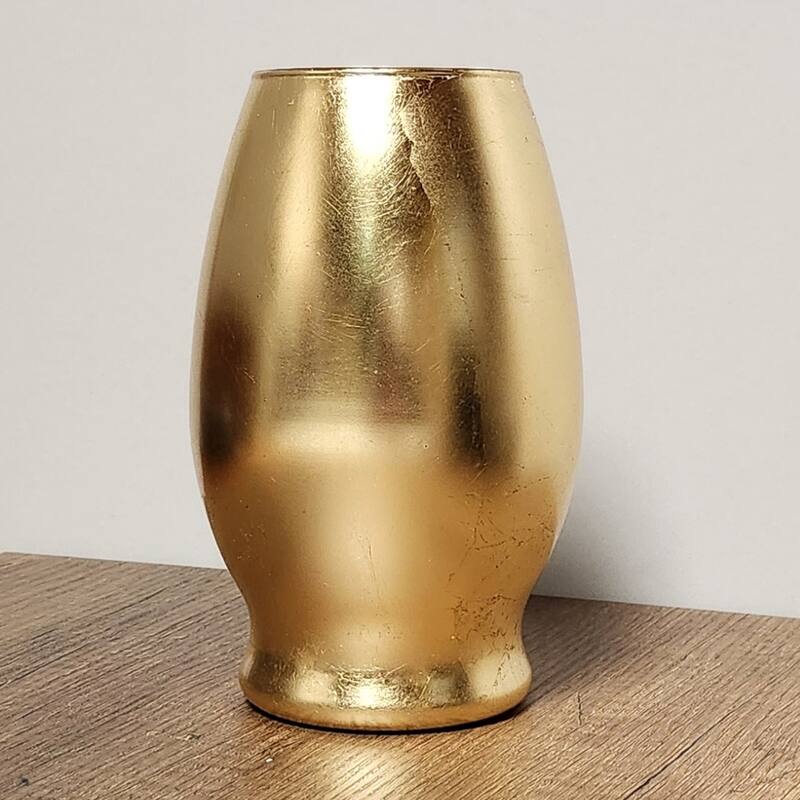 GILT 7" Glass Oval Vase - Gold