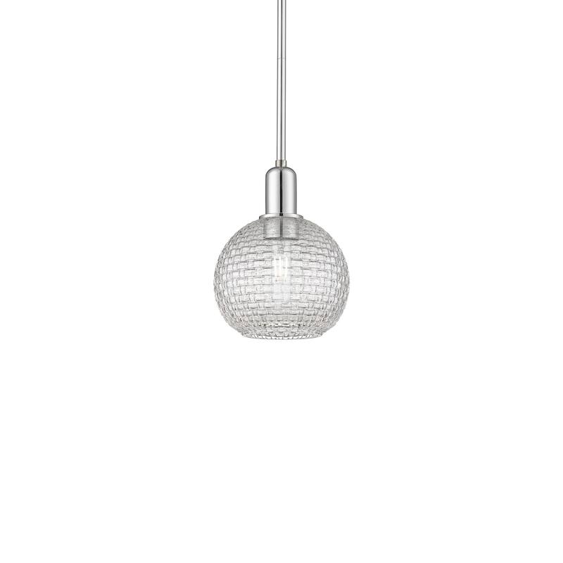 Innovations Lighting 716-1S-11-8 Athens Pendant Athens 8" Wide Mini - Polished Chrome / Clear Basketweave
