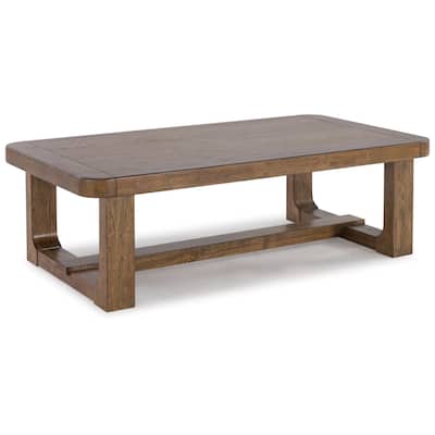 Cabal Coffee Table, Light Brown Hardwood Frame, Rectangular 34 Inch