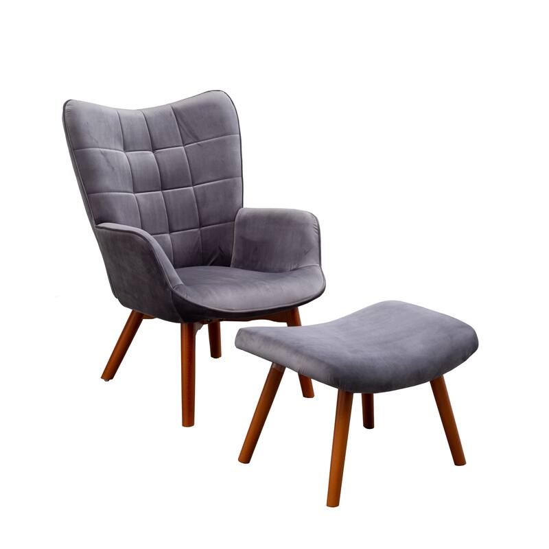 Gray 33" Polyester Button Tufted Accent Chair