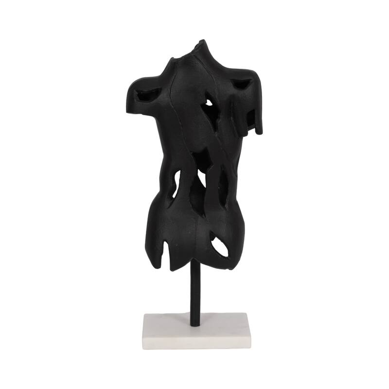 Sagebrook Home Metal Black Cracked Bust On Stand Figurine