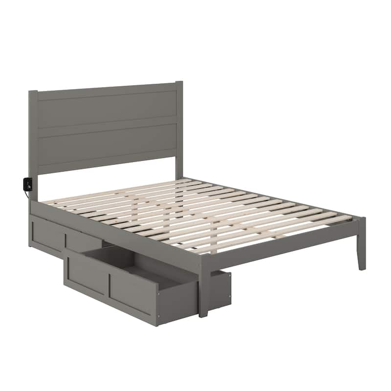 Platform Bed with Drawers Grey - Modern Storage Bed Frame, Wood Bed